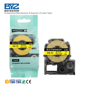 Pita Printer BLK-3YBA5/BU5Y Tape Cartridge Hitam Kuning Kompatibel Heat Shrink Tube Label Tape