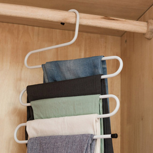 Multifunctional S Shape Trouser Rack With Non Slip Clips For <b>Clothes</b> And Towels Hook Type Organizer For Closet <b>Storage</b> - Product Image 1