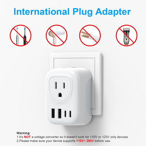 Universal Travel <b>Adapter</b> 6-in-1 Design 1 socket to 2 AC outlets and 4 USB ports for Home - Product Image 6