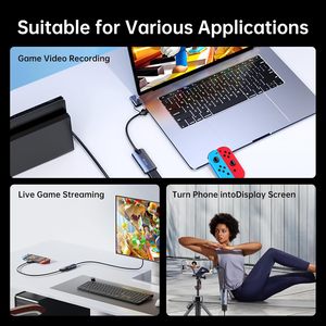Tarjeta <span class=keywords><strong>de</strong></span> Captura <span class=keywords><strong>de</strong></span> Video HDMI 4K, Dispositivo <span class=keywords><strong>de</strong></span> Captura USB 3.0 Tipo C, <span class=keywords><strong>Grabador</strong></span> <span class=keywords><strong>de</strong></span> <span class=keywords><strong>Juegos</strong></span> <span class=keywords><strong>de</strong></span> Baja Latencia para Transmisión en Vivo, Grabación <span class=keywords><strong>de</strong></span> <span class=keywords><strong>Juegos</strong></span> <span class=keywords><strong>de</strong></span> <span class=keywords><strong>PC</strong></span> y Cámara - Product Image 4