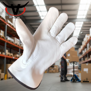 Goatskin-Guantes Blancos de cuero para conducir, guantes de trabajo para hombre - Product Image 5