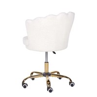 Fauteuil pivotant moderne en forme de fleur avec dossier, roulettes réglables, en tissu et métal, pour salon, chambre, bureau à domicile, utilisation informatique