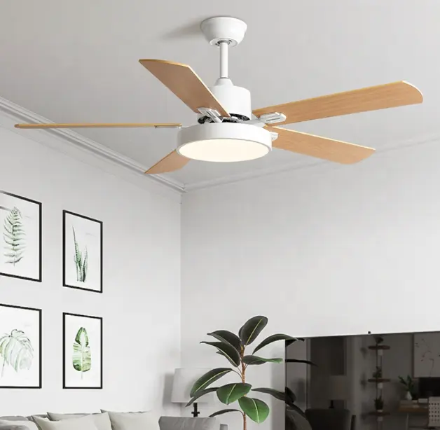 Macaron-ventilador de techo nórdico, luz LED regulable, remoto, silencioso, gran viento, para el hogar, sala de estar, comedor