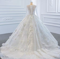 Robe de mariée en dentelle de mousseline de soie à paillettes NDA10110, manches longues, broderie florale, robe de mariée pour robe de bal