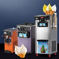Machine à glace molle professionnelle de comptoir à trois saveurs, modèle compact et très demandé