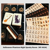 Jeu de tuiles de Mahjong américain en acrylique sur le thème d'Halloween, format portable, tuiles de jeu de Mahjong pour fête, logo personnalisé d'usine, OEM