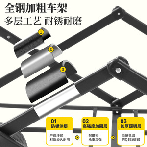 รถเข็นแคมป์ปิ้ง Urbanwave 100x80x60 ซม. รถเข็นช็อปปิ้งพับได้สี่ล้อแบบพกพา - Product Image 5