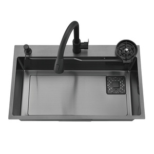 Unihopper <b>Kitchen</b> 304 Stainless Steel Single Bowl <b>Sink</b> 1.0mm Thick Undermount Brushed Black Easy To Clean - Product Image 3
