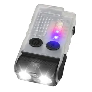 BORUiT V20 Mini Keychain Flashlight 180Rotation Portable USB C Rechargeable Ip67 Waterproof LED Light With Magnet Beep Clip