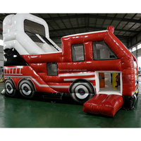 Château gonflable à thème camion de pompiers, toboggan gonflable commercial, maison de rebond pour tout-petits, maison de rebond gonflable pour enfants avec toboggan combiné