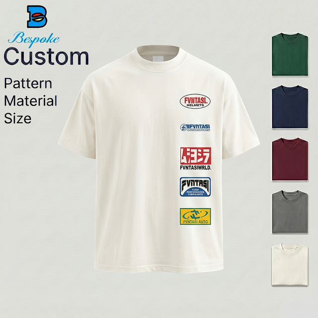 Heavyweight Custom T Shirt Bespoke Luxury Graphic Tee Streetwear Retro Racing Motorbike Brand Logo Printing Shirts