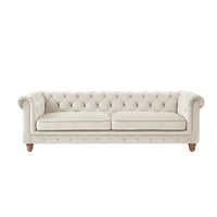 Nouveau style de canapé sectionnel de luxe européen capitonné en tissu, avec rembourrage en éponge, design moderne noir pour appartement et villa