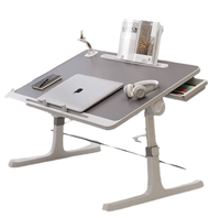Table de chevet réglable en hauteur bureau d'ordinateur et table à manger avec étagères à fente pour cartes et roulettes bureaux amovibles