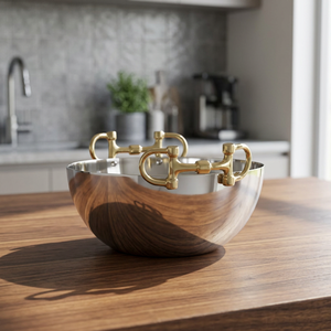 Cuenco Decorativo de Metal Premium con Asas de Bocado de Caballo, Centro de Mesa, Accesorio de Decoración para el Hogar - Product Image 3