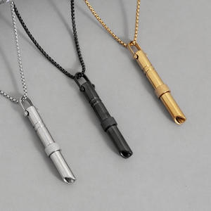 Collar con Colgante de Silbato de Cuentas Giratorias de Acero Inoxidable de Moda para la Regulación del Aliento, Meditación, Conciencia Plena y Fiestas - Product Image 4