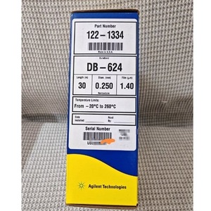 Colonne de chromatographe en phase gazeuse Agilent Db-624, 30 m, 0,25 mm, 1,40 µm, température de -20 à 260 °C - Product Image 1