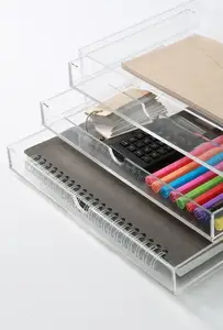 Stackable Acrylic Paper Tray Acrylic Desk Organizer Office Accessories With Desk Organizer