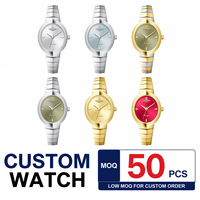 Montre à quartz pour femme Scottie 9782 avec logo personnalisé, bracelet en acier, cadran ovale, bracelet en acier inoxydable, étanche, montre-bracelet de luxe tendance