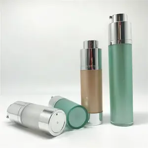 1oz 30ml kozmetik boş plastik yeşil renkli % havasız pompalı şişeler losyon jel Serum krem için geri dönüştürülebilir