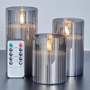 Ensemble de 3 bougies LED sans flamme en verre <span class=keywords><strong>avec</strong></span> télécommande, bougies artificielles vacillantes pour la décoration de la maison - Product Image 1