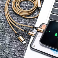 Harga Grosir Murah Kabel USB Pengisian Cepat 1.2m dengan Logo Kustom 3 in 1 ISO Micro Type C Kabel Pengisian Cepat