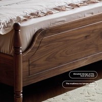 Lit à baldaquin en bois massif de style campagne française, lit king size luxueux avec revêtement floral, sur mesure