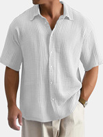 T-shirt décontracté pour homme 100 % coton, respirant, tricoté, à manches courtes, col rabattu, motif uni, fermeture à bouton unique, OEM