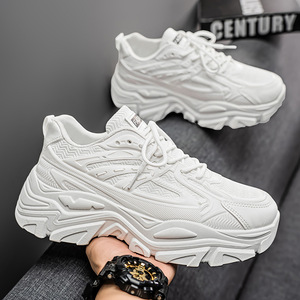 Chaussures tendance pour hommes, nouveau style 2025, blanc pur, <span class=keywords><strong>semelle</strong></span> épaisse, hauteur accrue, chaussures de sport, chaussures de course blanches pour adolescents - Product Image 5