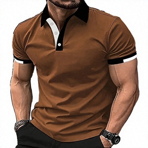 Polo de Manga Corta para Hombre, Color Marrón, Tejido de Punto, Transpirable, Estilo Casual - Product Image 1