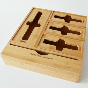 Multi-function Kitchen Drawer Bamboo Zipper Bag Storage Dispenser Box Bamboo Wooden Drawer Cross storage sorting box For Sorting