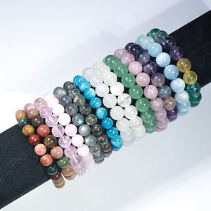 Diverses mode puissance naturelle guérison précieuse pierre précieuse Bracelet rond luxe Rose Quartz cristal perlé Bracelet femmes - Product Image 1
