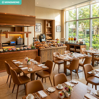 Modernes Hotel-Buffet-Restaurant-Projekt Möbelset PU-Polster Esszimmerstuhl Massivholz Esstisch für Gewerbliche Cafés