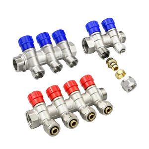 Collecteur de chauffage au sol hydronique moderne en laiton avec tuyaux d'<span class=keywords><strong>eau</strong></span> PEX en acier inoxydable pour système de chauffage par le sol d'appartement - Product Image 5
