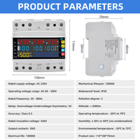 Meter Energi WiFi Tiga Fasa 100A Din Rail Smart KWh Meter Pelindung Tegangan dengan Proteksi Tegangan Lebih dan Kurang CE Tuya