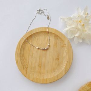 Tobilleras de Plata de Ley 925 con Baño de Rodio Dylam, Diseño Minimalista, Joyería Fina para Mujer, con Cuentas - Product Image 3