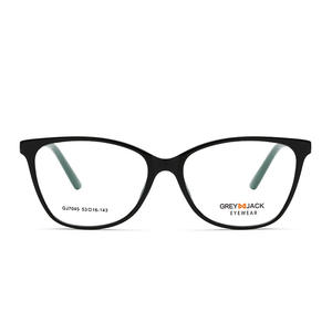 Monturas de gafas Grey Jack Cat Eye para mujer, montura completa TR90 con bisagras de resorte, diseño color block, tendencia de moda. - Product Image 3