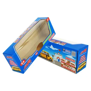 Model Mobil Lipat Kustom Kotak Kardus Bergelombang Mobil Anak-anak Mainan Anak-anak Kemasan Kotak Kertas dengan Jendela PVC