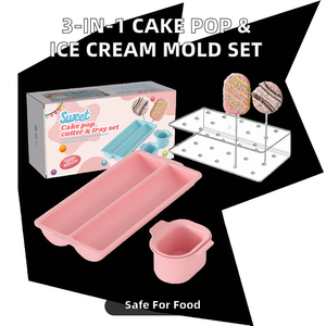 Juego de Moldes de Silicona para Cake Pops y Helados - Base Redonda 3 en 1, Cortador para Hornear, Ecológico, No Tóxico, Grado Alimenticio LFGB/FDA - Product Image 2