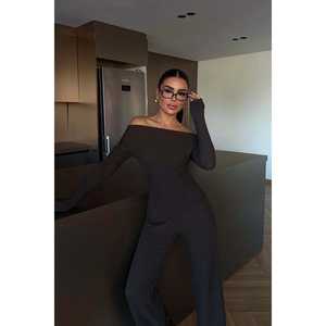 Ensemble de costume pantalon pour femme, couleur brun foncé - Product Image 3