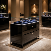 Vitrine de magasin de bijoux en verre trempé haute transparence personnalisée, éclairage LED, écologique, durable, pour centres commerciaux de luxe