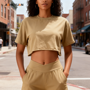 T-shirt Yoga Casual personalizzata da donna allenamento Fitness in palestra di alta qualità a manica corta t-shirt Top da donna Streetwear - Product Image 2