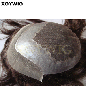 Frente de encaje pelo pre-desplumado rayita natural Libre de cabello humano remy 100% indio de los sistemas de los hombres pelucas - Product Image 4