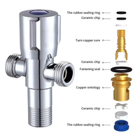 Válvula de ángulo de inodoro de acero inoxidable de doble salida moderna, Conector de interruptor de parada de agua cromado para uso en el baño