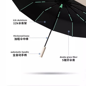 Parapluie pliant 60 baleines en acier, ouverture automatique, protection soleil et pluie, cadeau d'affaires, logo personnalisable - Product Image 3