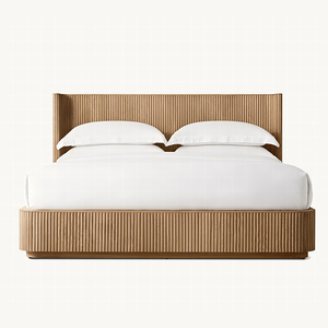 Set di camere da letto di lusso in stile RH: BYRON REEDED pietra rifugio letto con baldacchino in legno, Queen King Size letto matrimoniale - Product Image 4