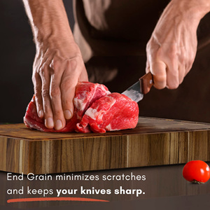 Grain Butcher Block Cutting <strong>Board</strong> 2&quot; Thick Made of Teak Wood Meat Chopping <strong>Board</strong> and Conditioned with Beeswax Linseed &amp; Lemon - Product Image 4