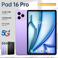 Tablet Pad 16 Pro 11-Inci 108MP 8000mAh 5G Wi-Fi Dual SIM TF Pena Digital 2K Android 15 Komputer Pintar untuk Gaming