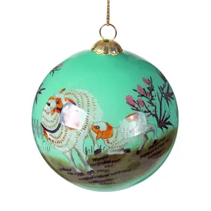 Novo design pintado à mão dentro de bolas de vidro enfeites de natal para decoração de festas ecológicas