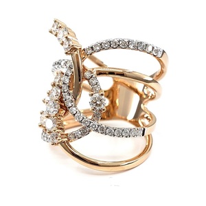 2021 Offres Spéciales Spécial À La Mode Fine Bijoux 18k Or Rose 100% Naturel Diamant Rond Hyperbole Anneau pour Dame Usage Personnel - Product Image 2