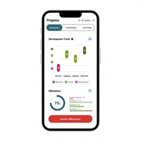 Application de suivi du développement de l'enfant pour les étapes importantes, la croissance, les activités, les progrès d'apprentissage, les documents médicaux et les informations pour les parents.